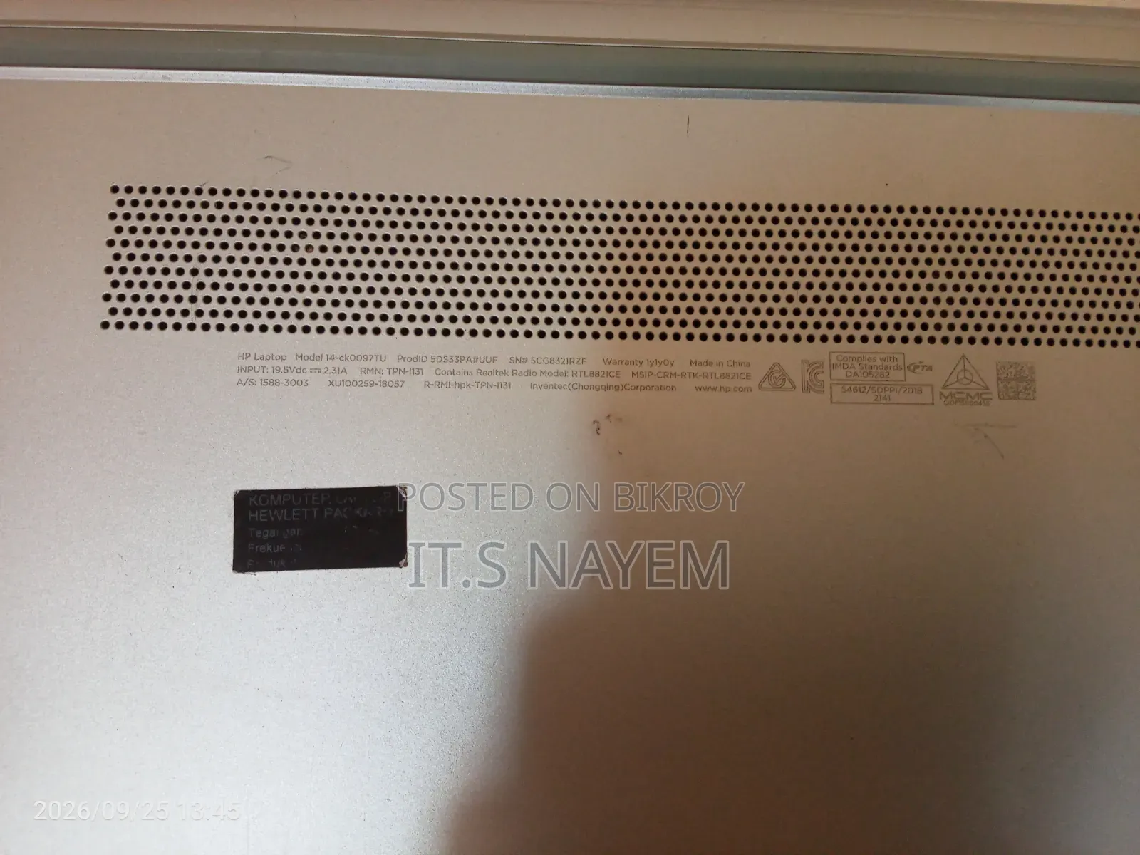 Laptop HP 4GB Intel Celeron SSD 128GB