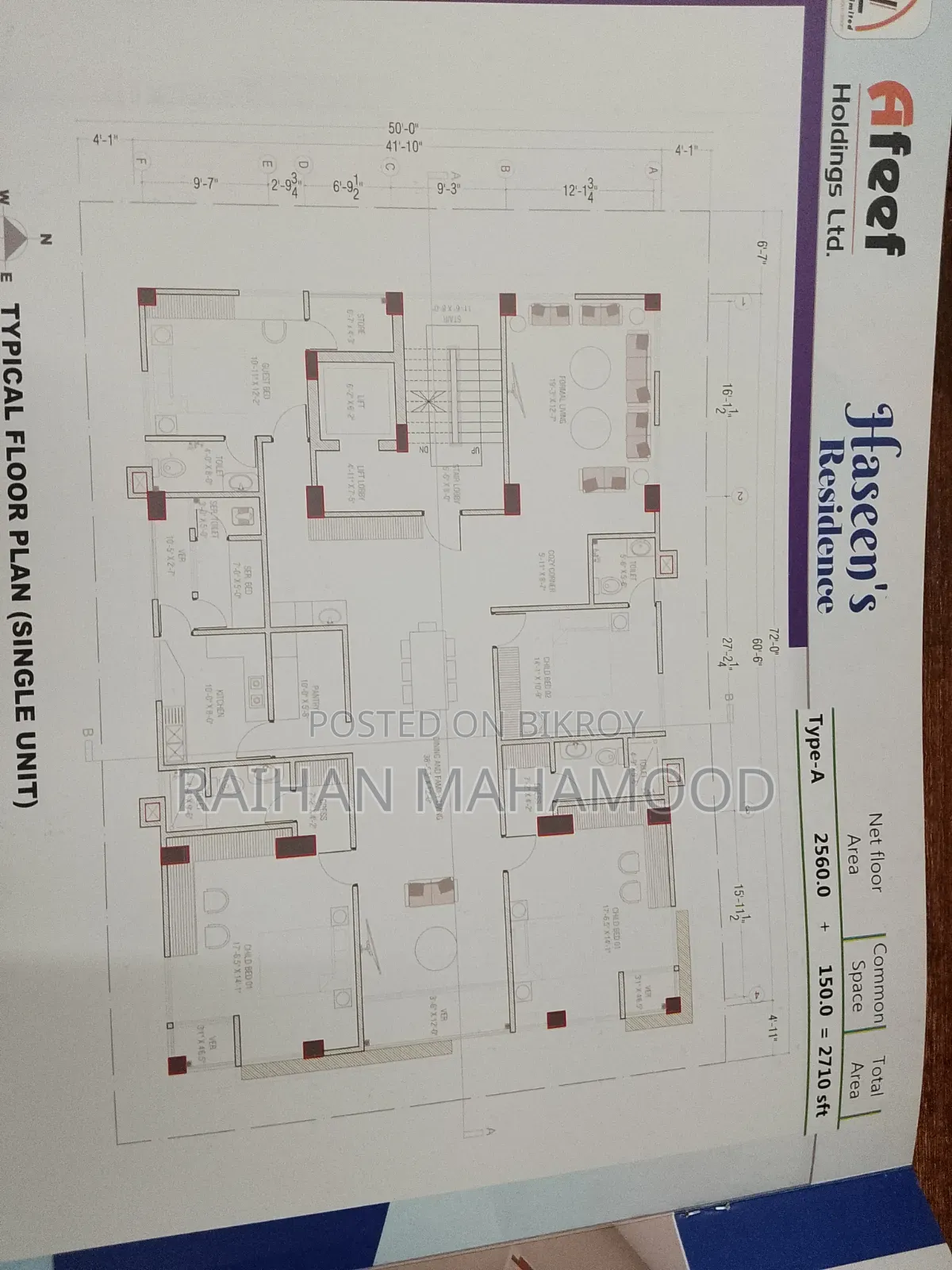 4 Bedroom Apartment in Haseen'S Residence, Jalshiri Abason for sale