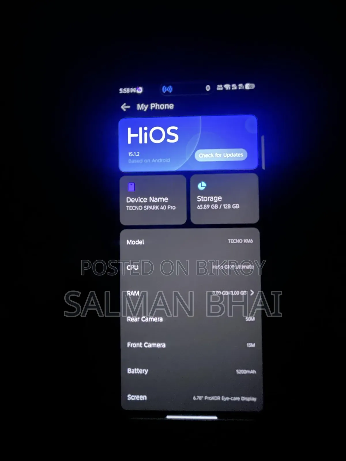 Tecno Spark 40 Pro 128 GB White