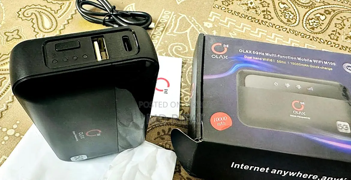 Olax M100 পকেট রাউটার, ১০০০০mAh ব্যাটারি, বক্সসহ নতুনের মতো