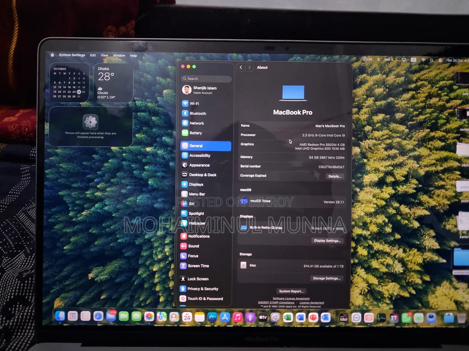 Laptop Apple MacBook Pro 2019 64GB Intel Core i9 SSD 1TB