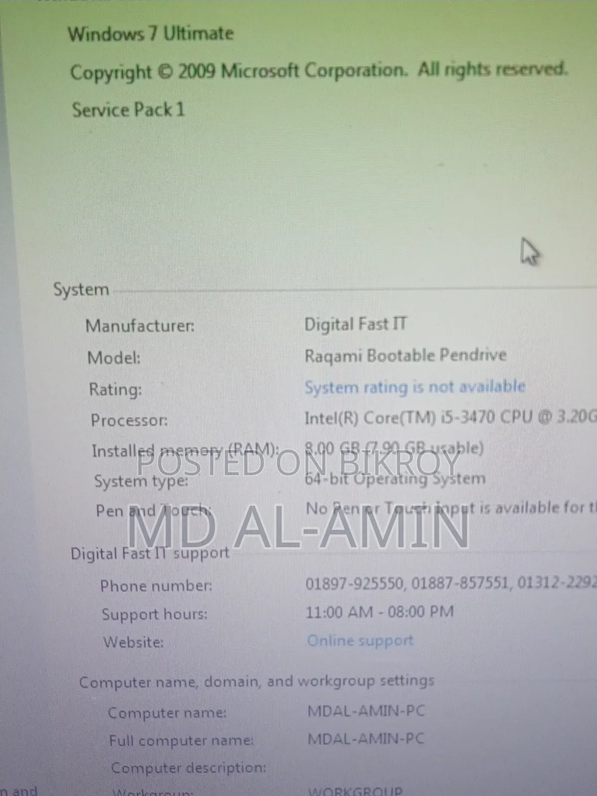 Desktop Computer 8GB Intel Core i5 HDD 500GB