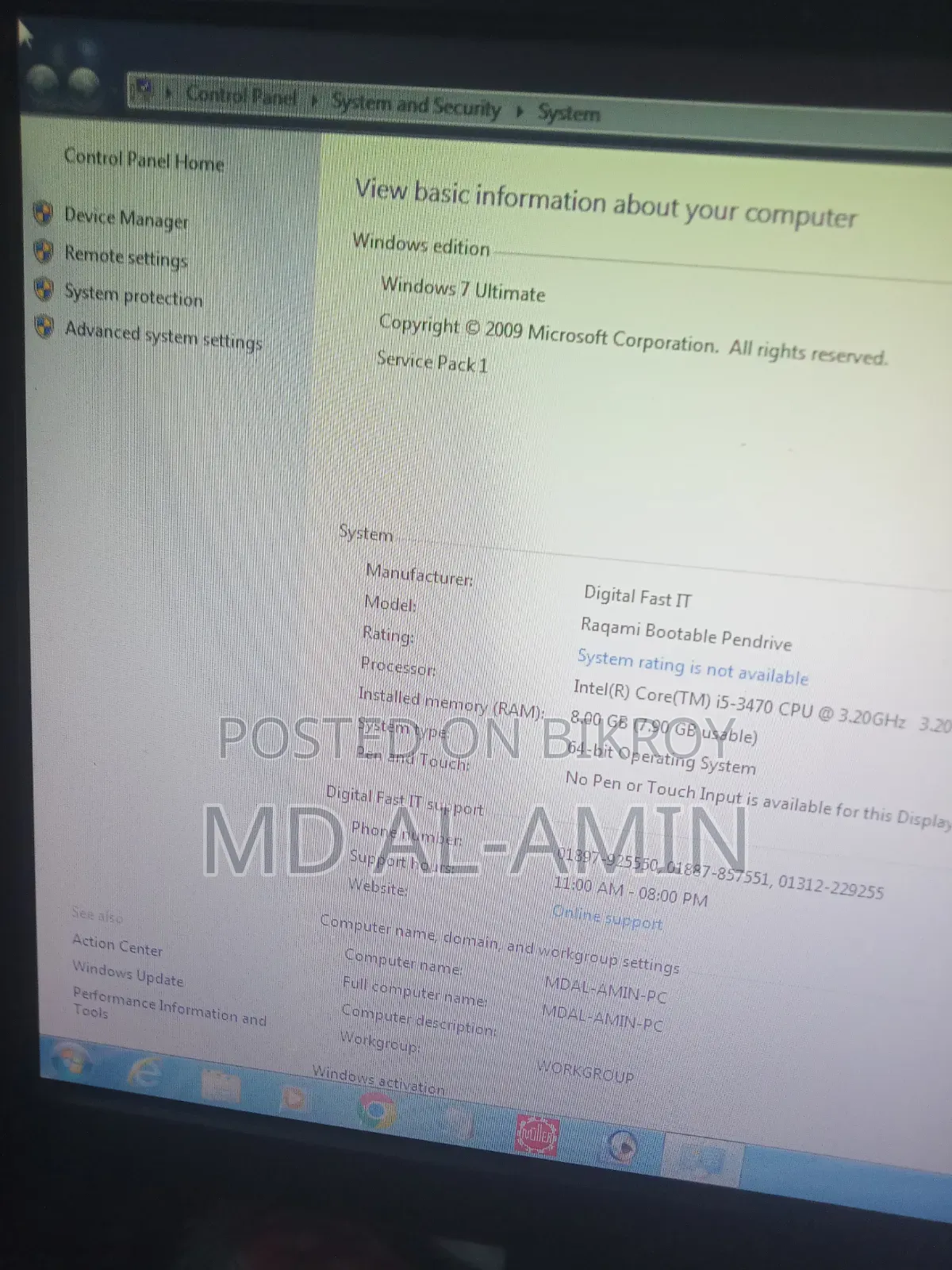 Desktop Computer 8GB Intel Core i5 HDD 500GB