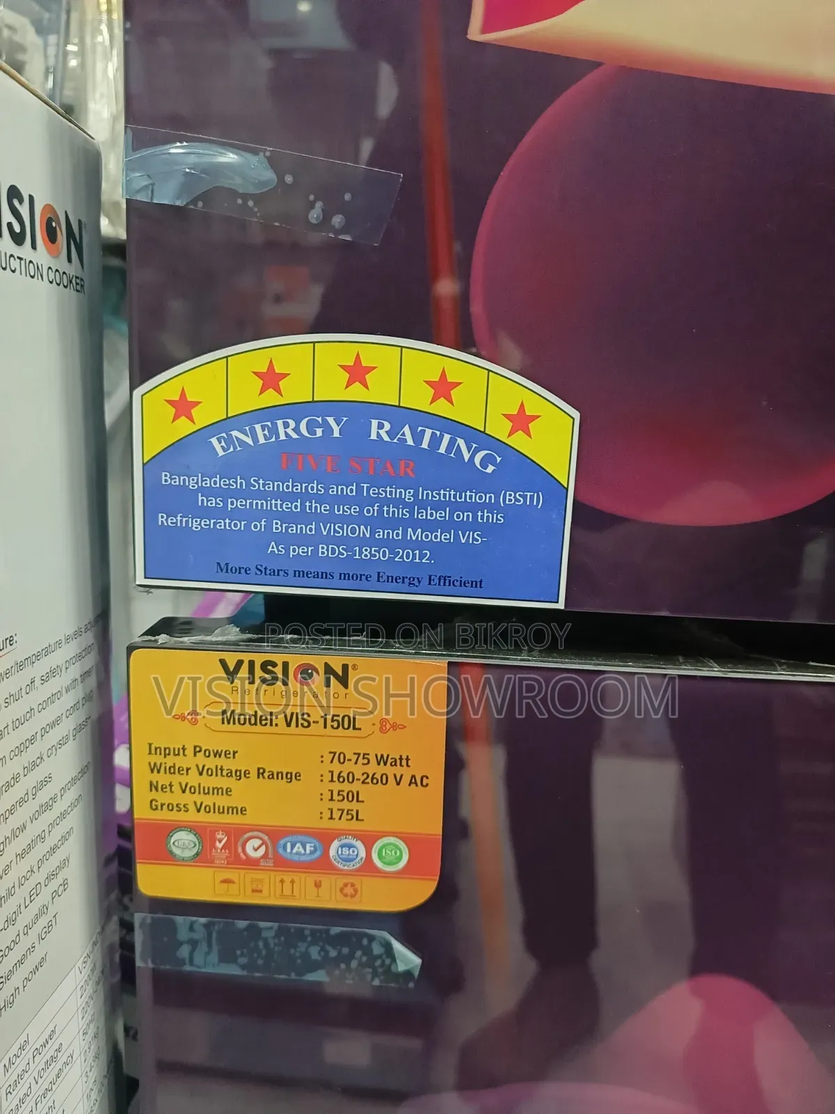 VISION Glass Door Refrigerator RE-150 Liter
