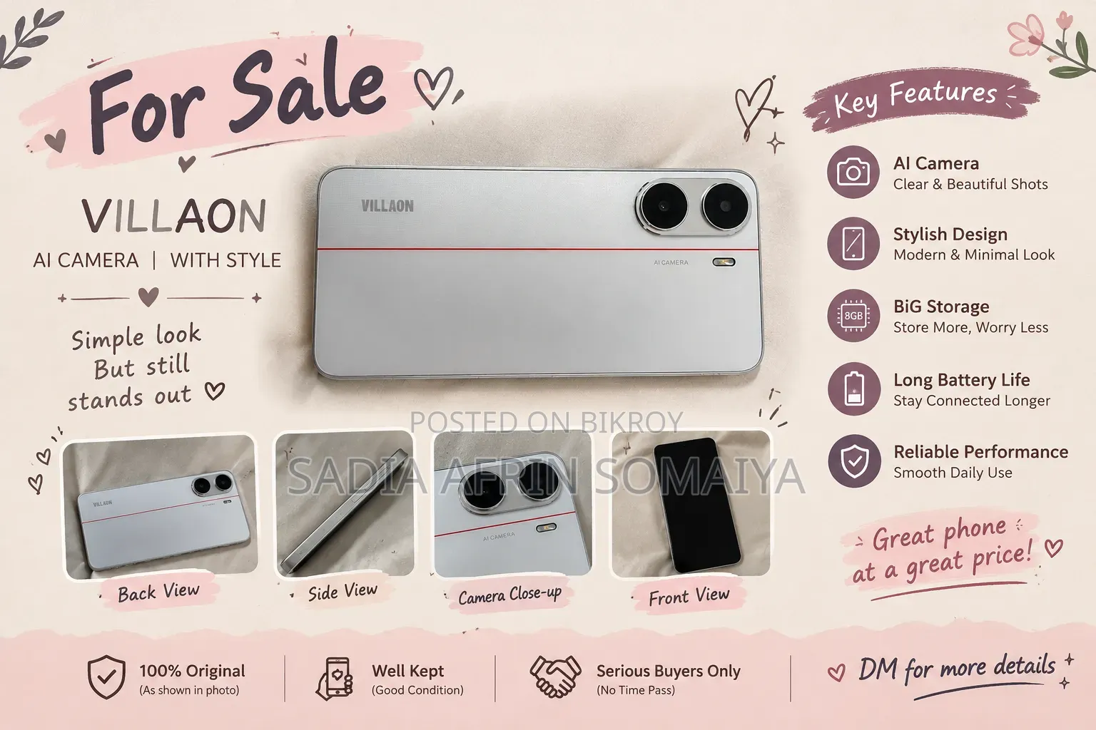 New Villaon V50s 64 GB White