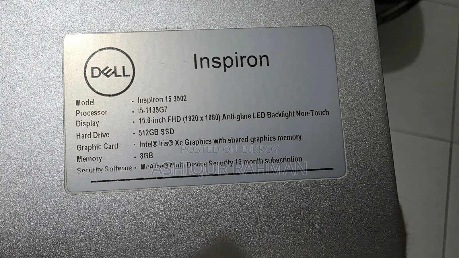 Laptop Dell Inspiron 15 16GB Intel Core i5 SSD 512GB