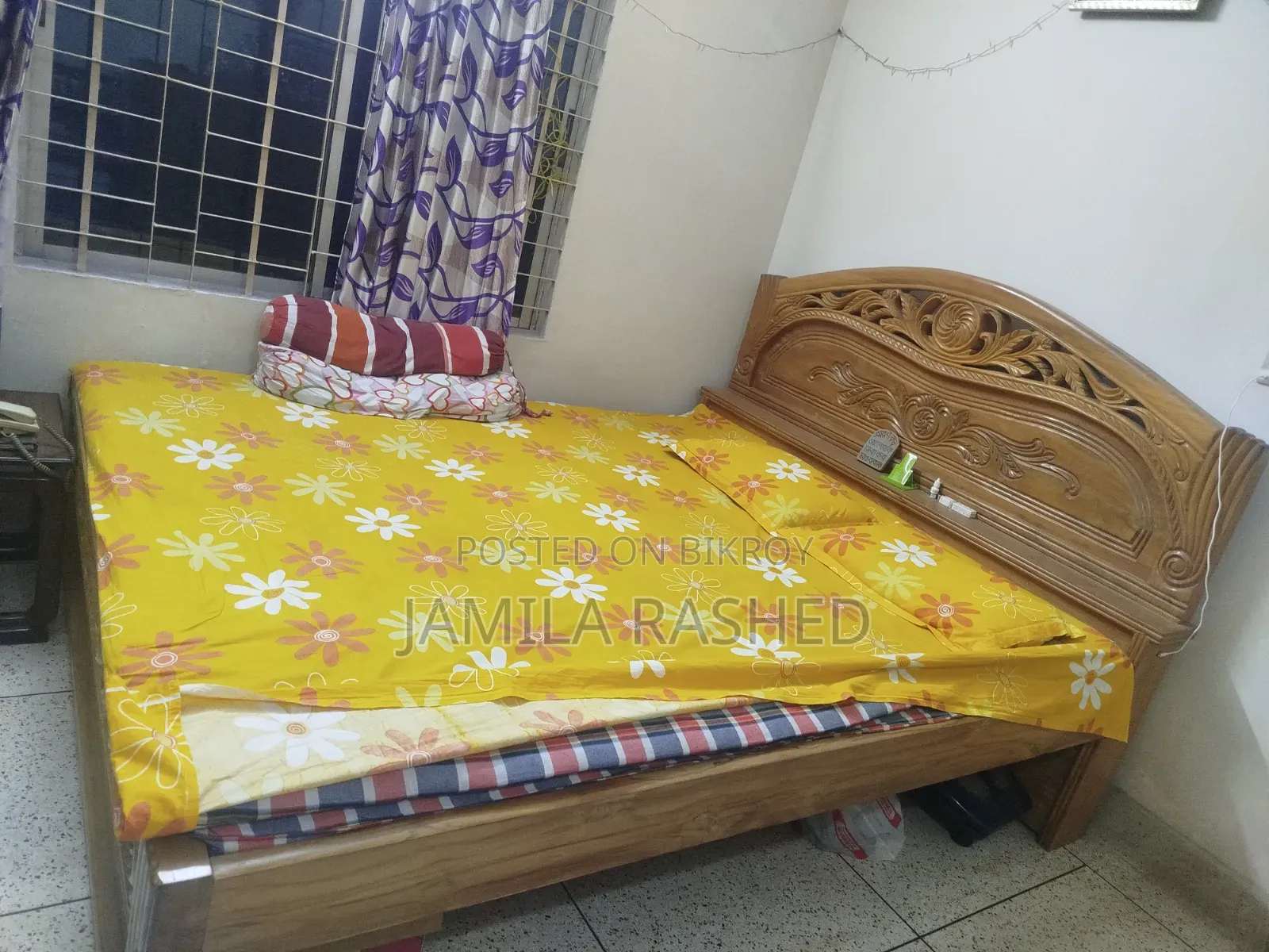 ৬/৭ ফিট সেমি বক্স সেগুন খাট জাজিম তশুক সহ সেল দিবো