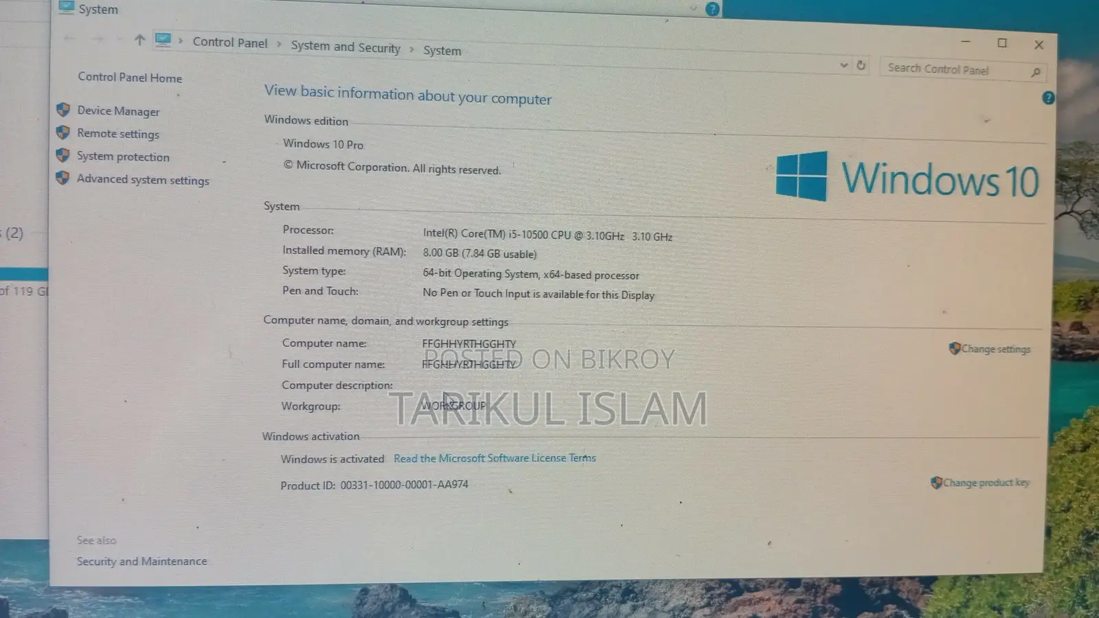 Desktop Computer 8GB Intel Core i5 SSD 256GB