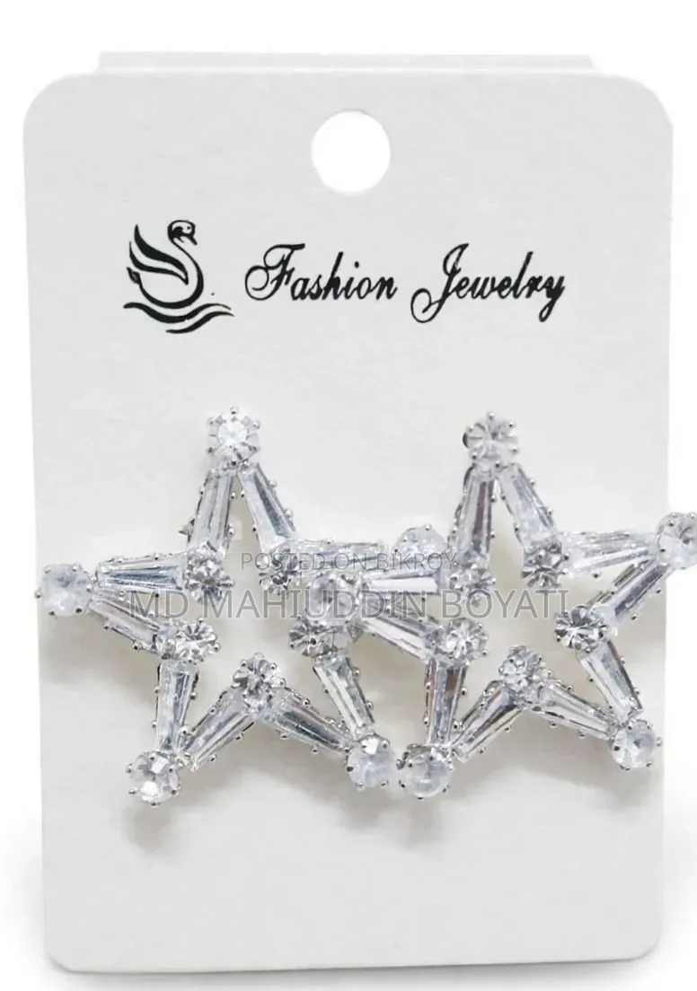 Star Design White City Gold Earrings - New
