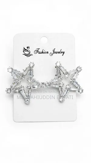 Star Design White City Gold Earrings - New