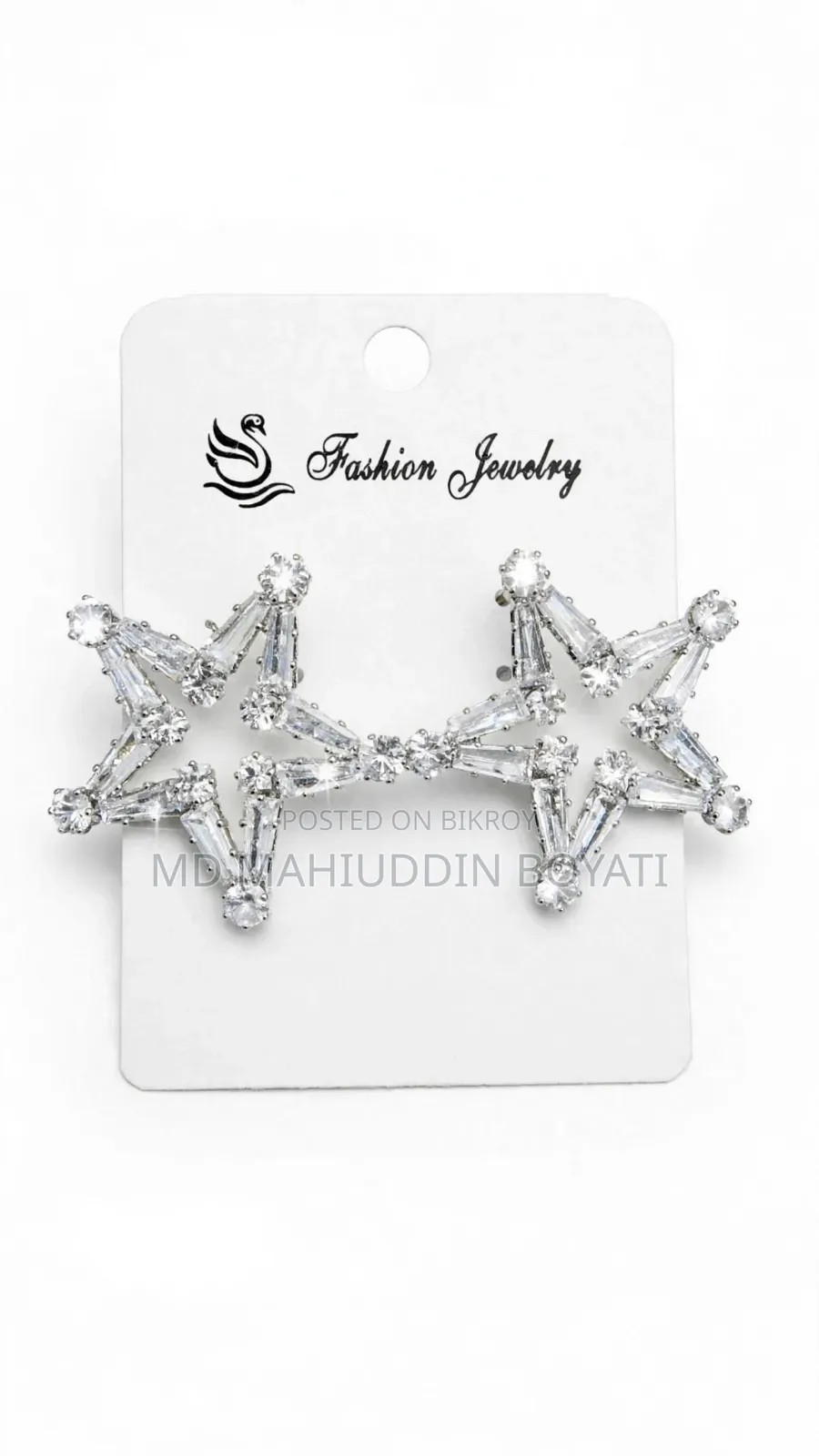 Star Design White City Gold Earrings - New