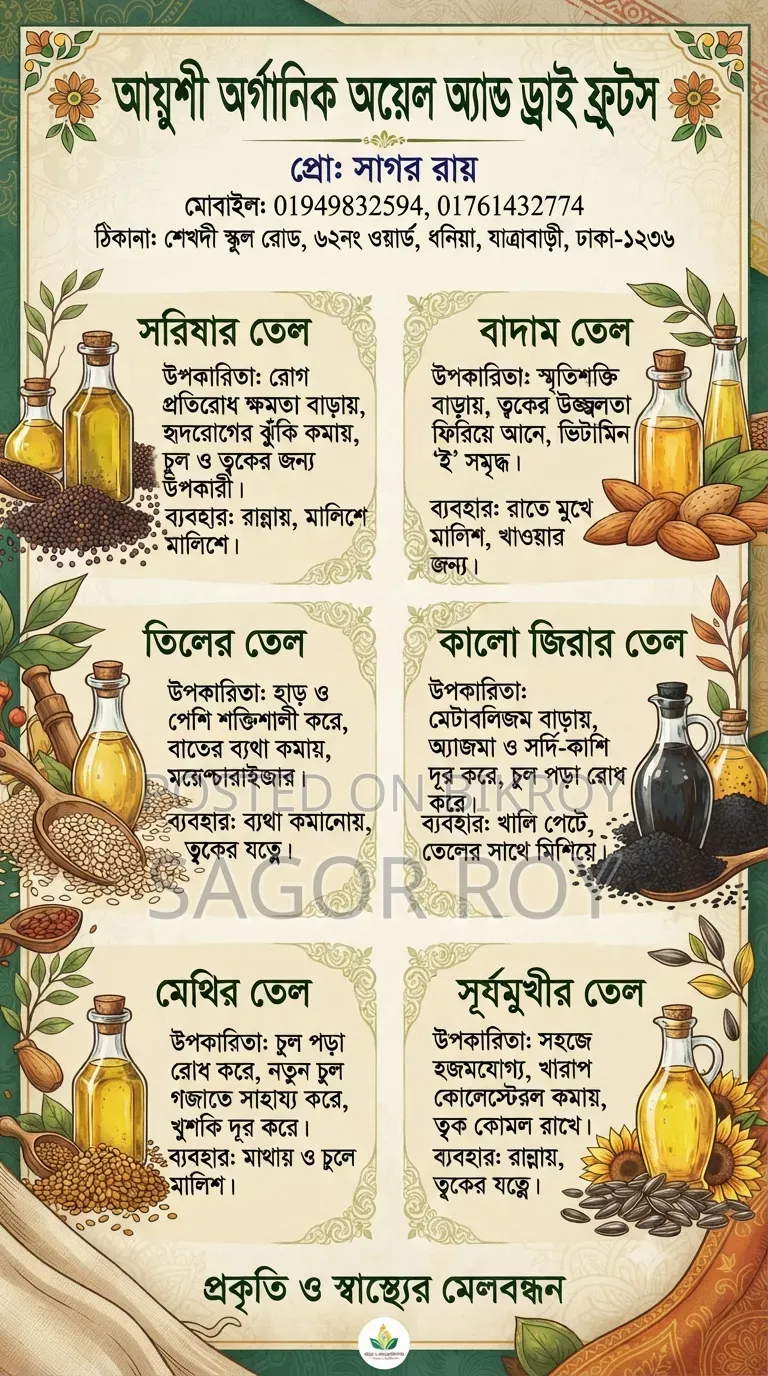Ayushi Organic Oil, Juice and Dry Fruits.