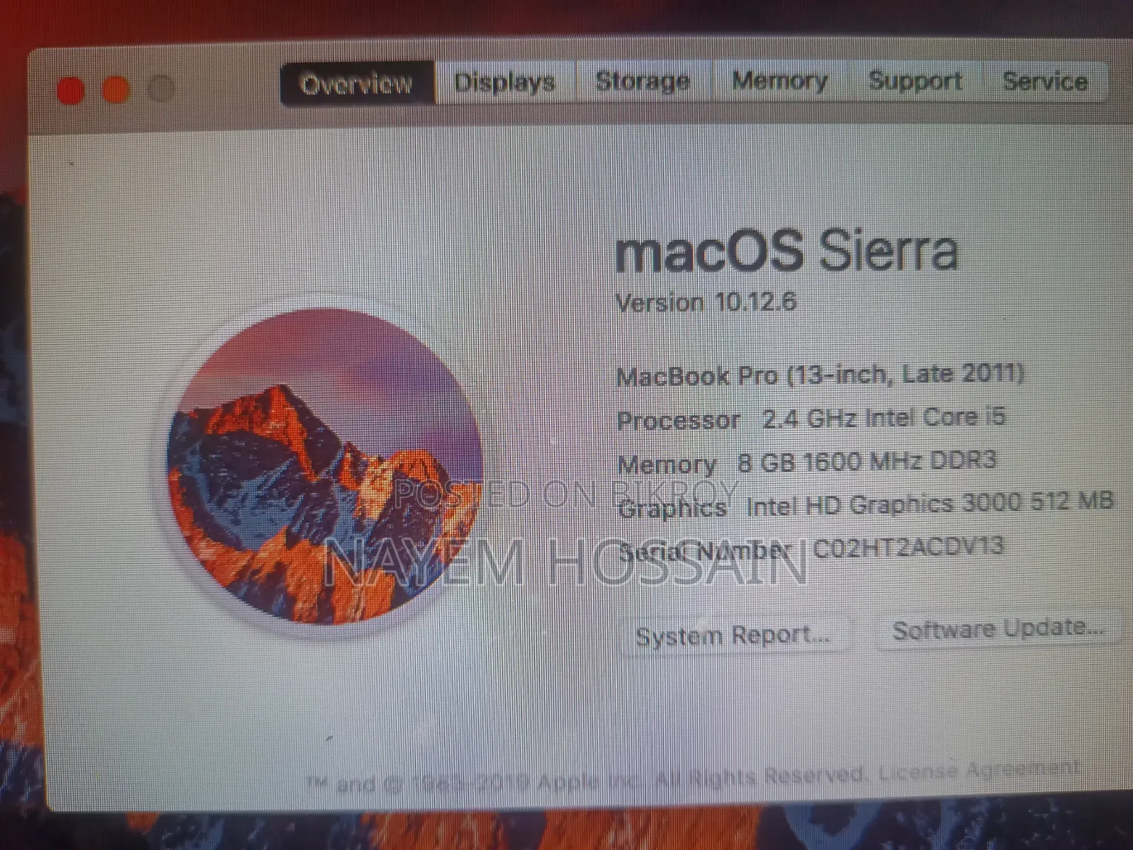 Laptop Apple MacBook 2011 8GB Intel Core i5 SSD 512GB