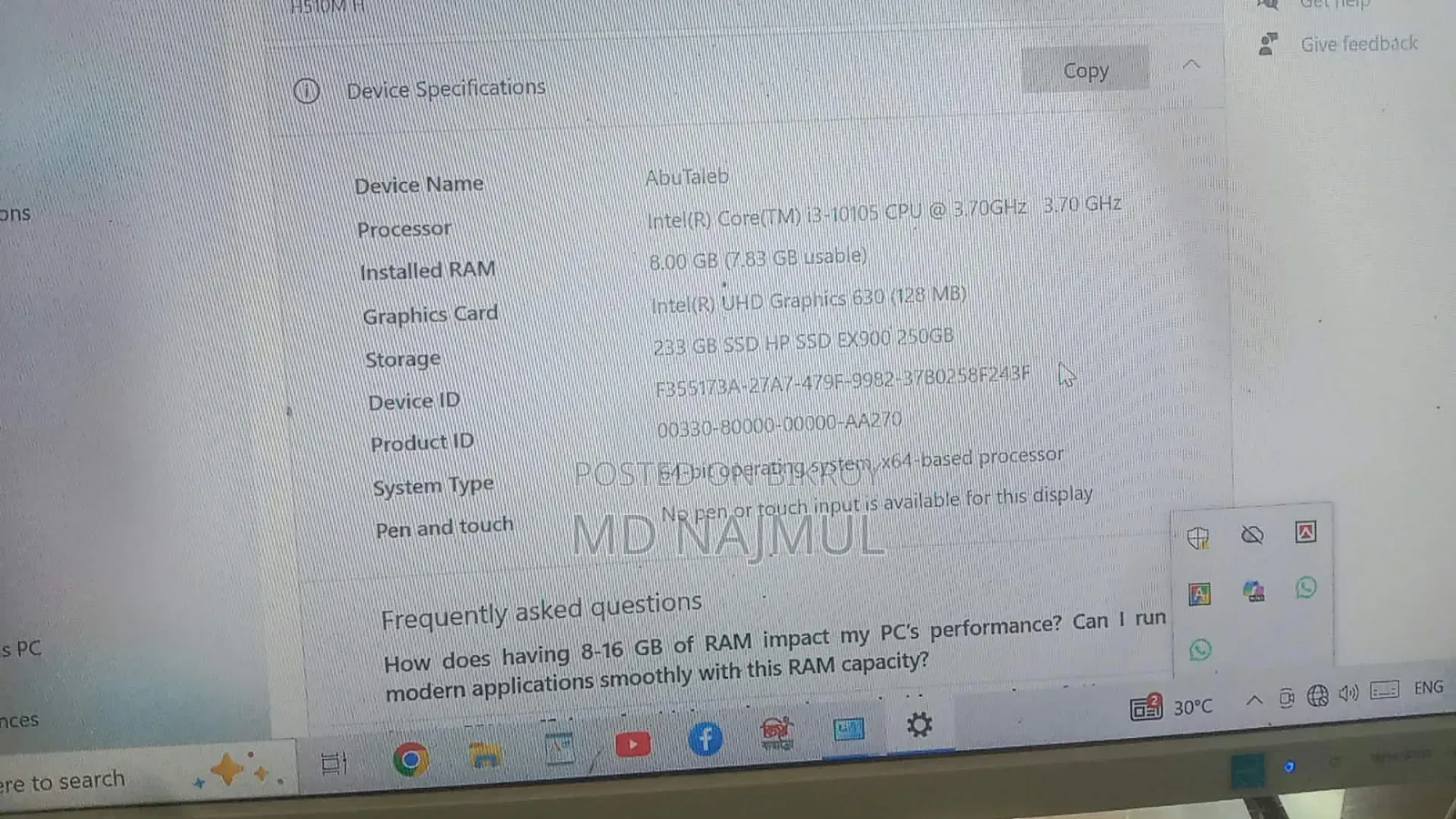 Desktop Computer Gigabyte 8GB Intel Core i3 SSD 256GB