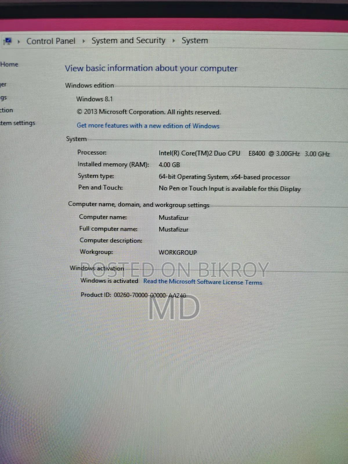 Desktop Computer 4GB RAM Intel Core 2 Duo 500GB Hard Disk Drive