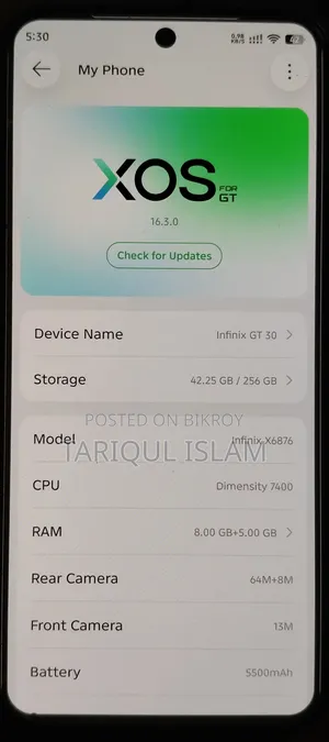 New Infinix GT 30 5G 256 GB Gray