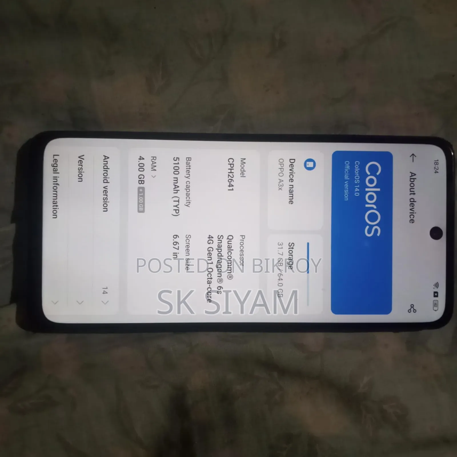 Oppo A3X 4G 128 GB Purple