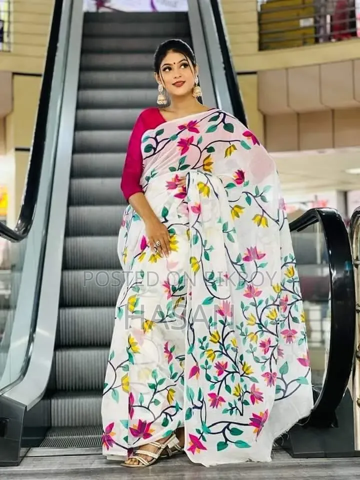 Half Silk Screen Print Saree