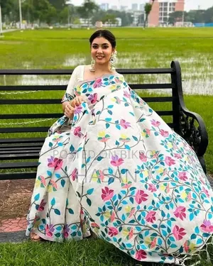 Half Silk Screen Print Saree