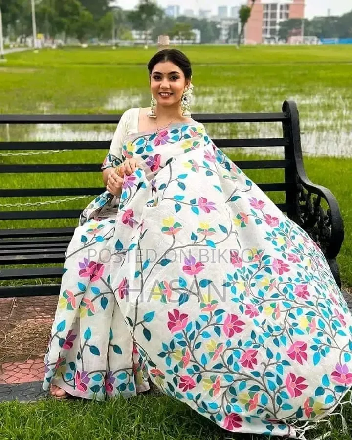 Half Silk Screen Print Saree