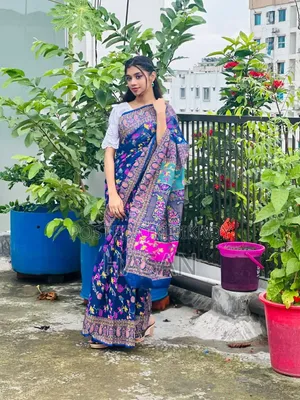 Half Silk Screen Print Saree