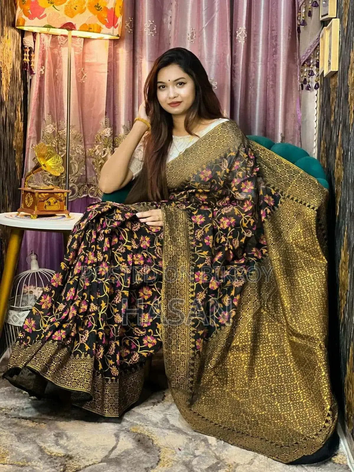 Half Silk Screen Print Saree