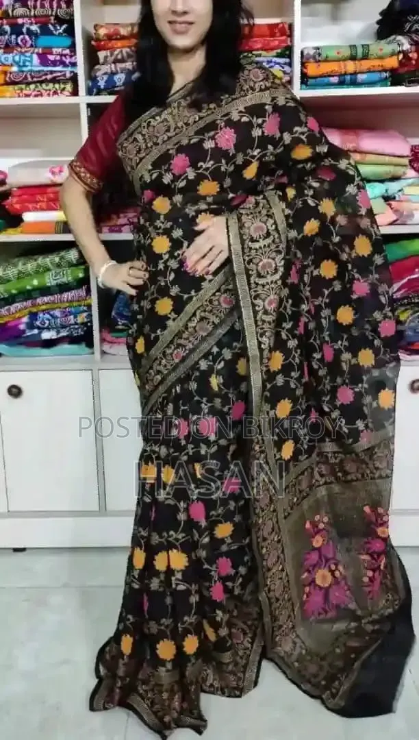 Half Silk Screen Print Saree