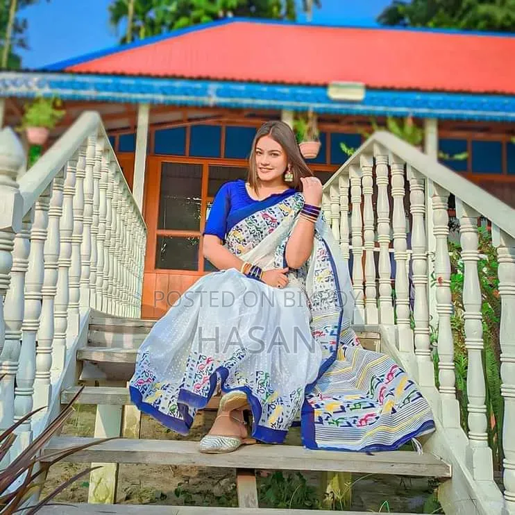 Half Silk Screen Print Saree