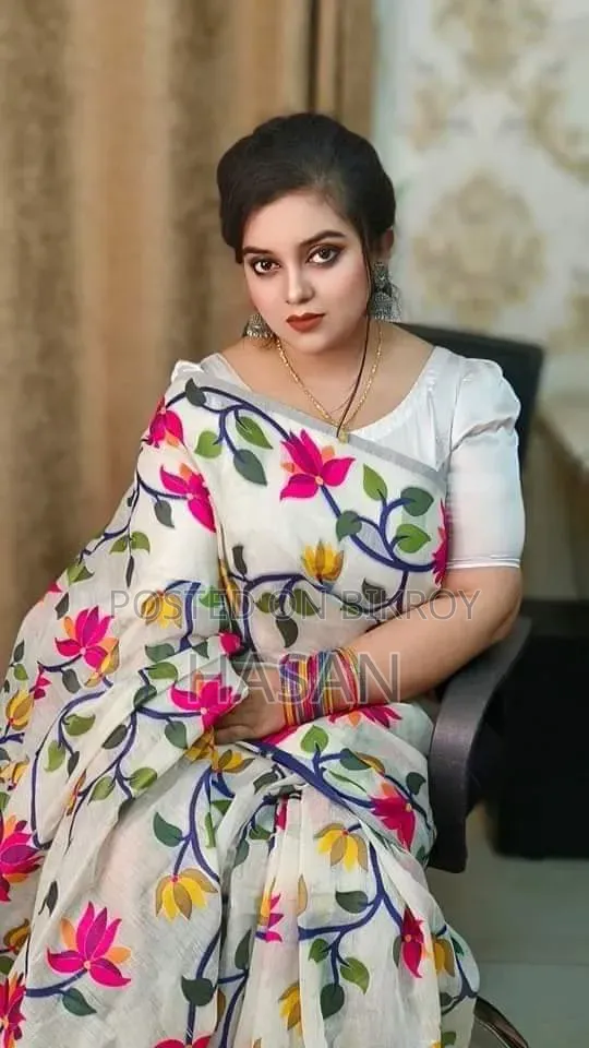 Half Silk Screen Print Saree