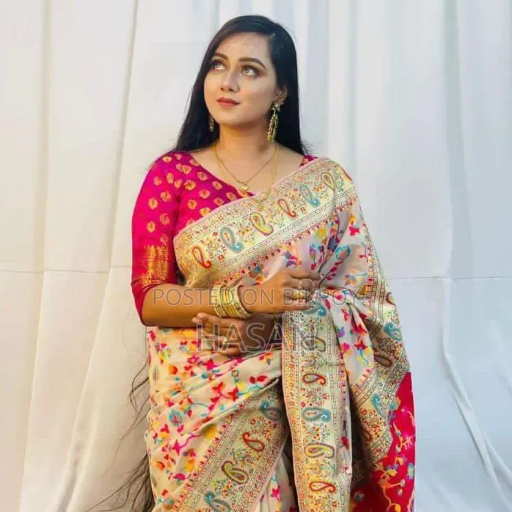 Half Silk Screen Print Saree