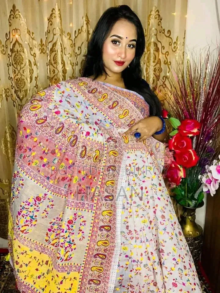 হাফ সিল্ক স্ক্রিন প্রিন্ট শাড়ি