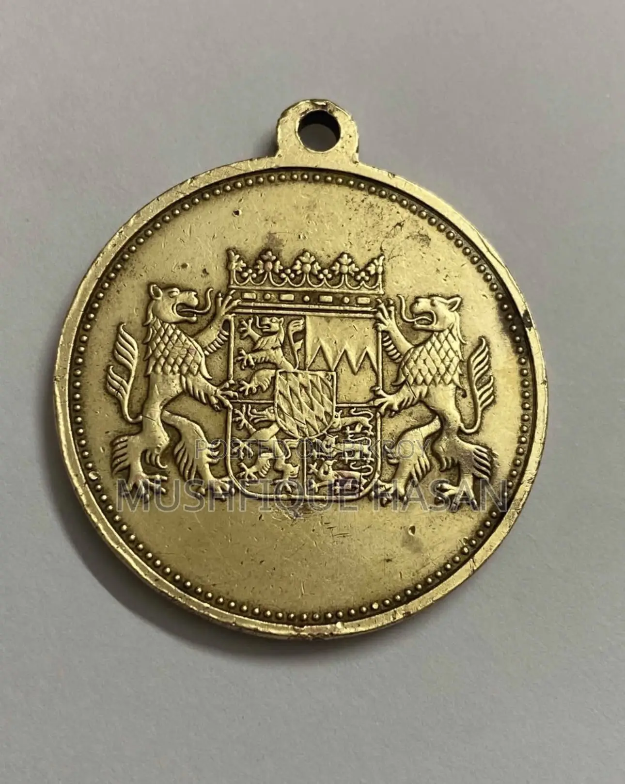 Vintage German Brass Medal for Collector