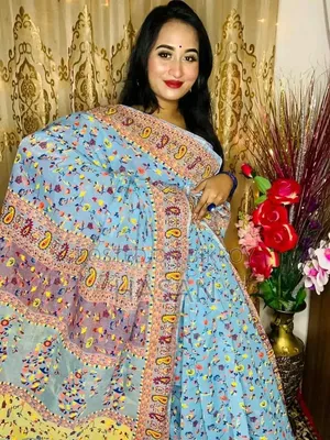 হাফ সিল্ক স্ক্রিন প্রিন্ট শাড়ি
