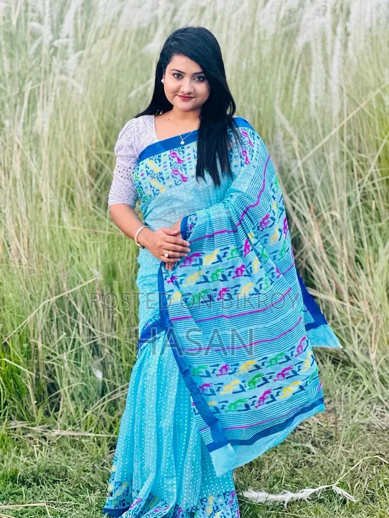 হাফ সিল্ক স্ক্রিন প্রিন্ট শাড়ি