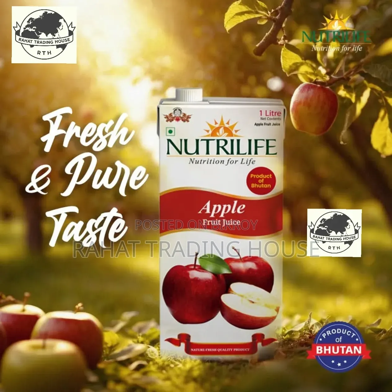 Nutrilife Apple Juice (Bhutan 🇧🇹🇧🇹) 1 Litre. Pure & Fresh.