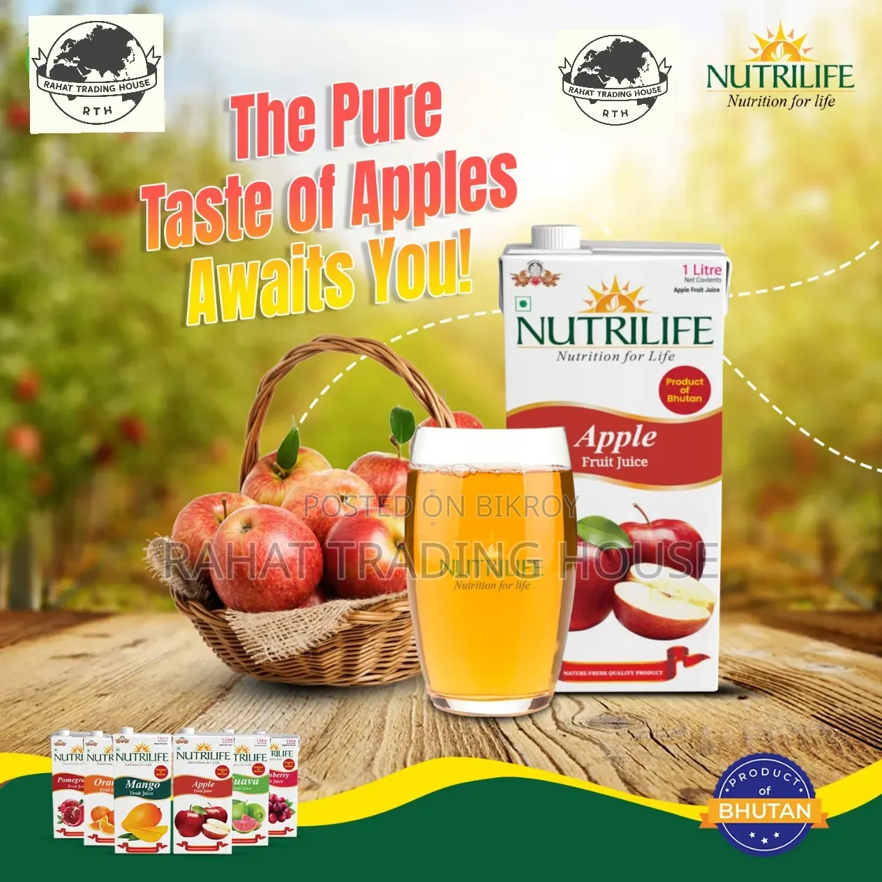 Nutrilife Apple Juice (Bhutan 🇧🇹🇧🇹) 1 Litre. Pure & Fresh.