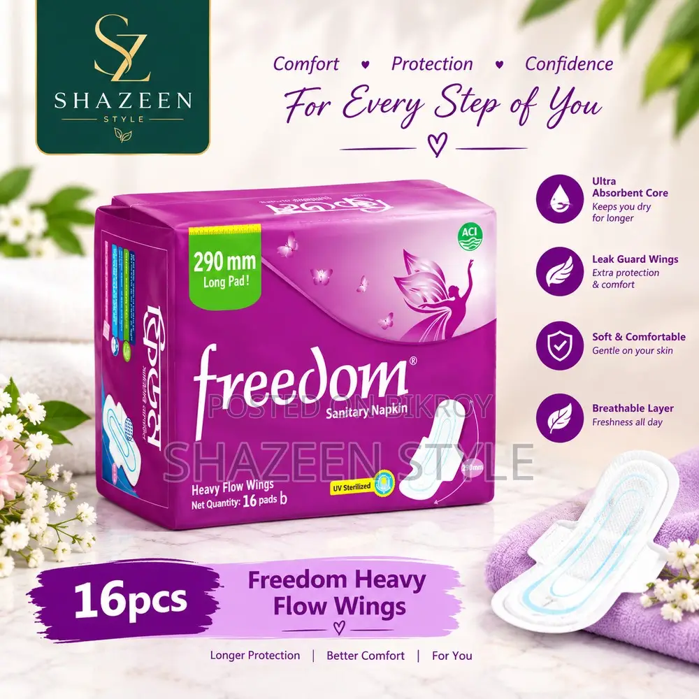 Freedom Heavy Flow Wings Sanitary Napkin 16 Pads