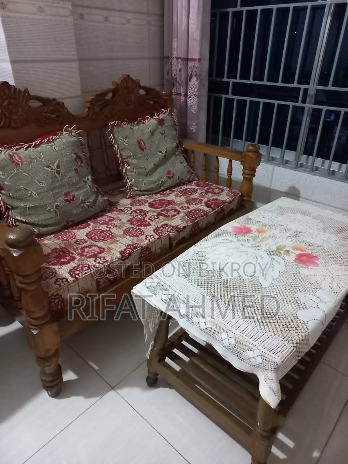 Teak wood sofa set with tea table for sale