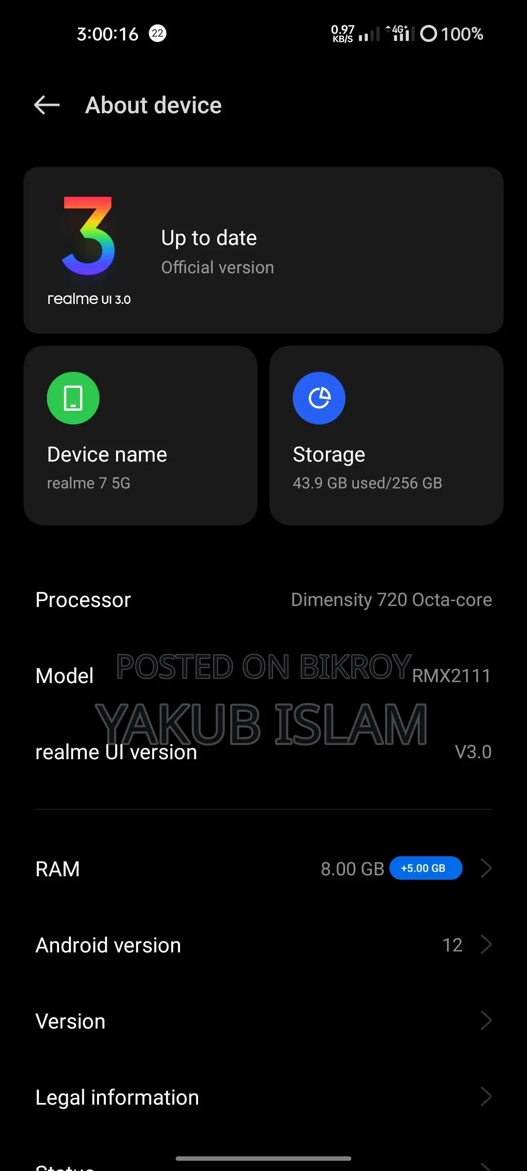 Realme 7 5G 128 GB Gray