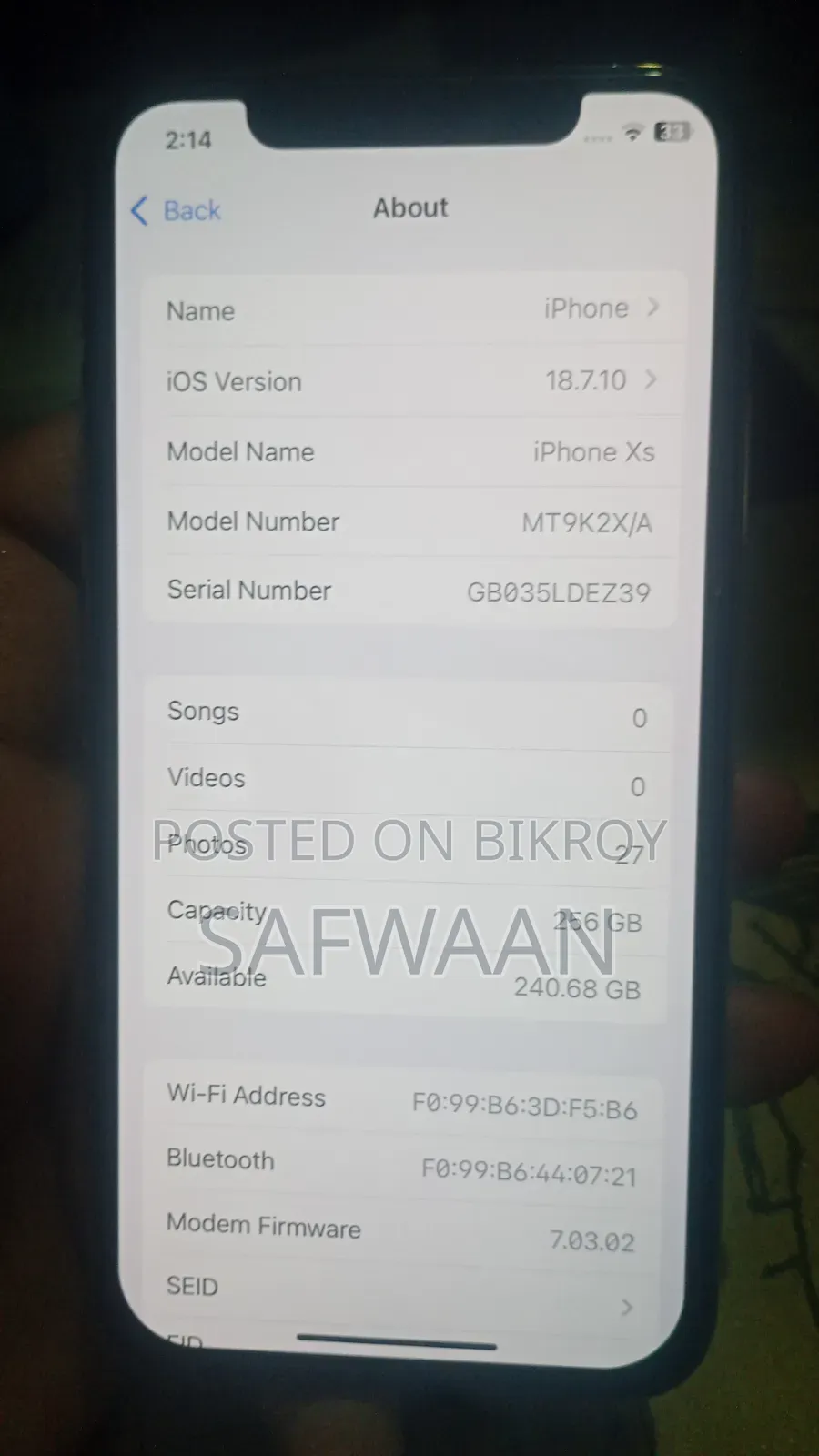 অ্যাপল আইফোন এক্সএস ২৫৬ জিবি রোজ গোল্ড