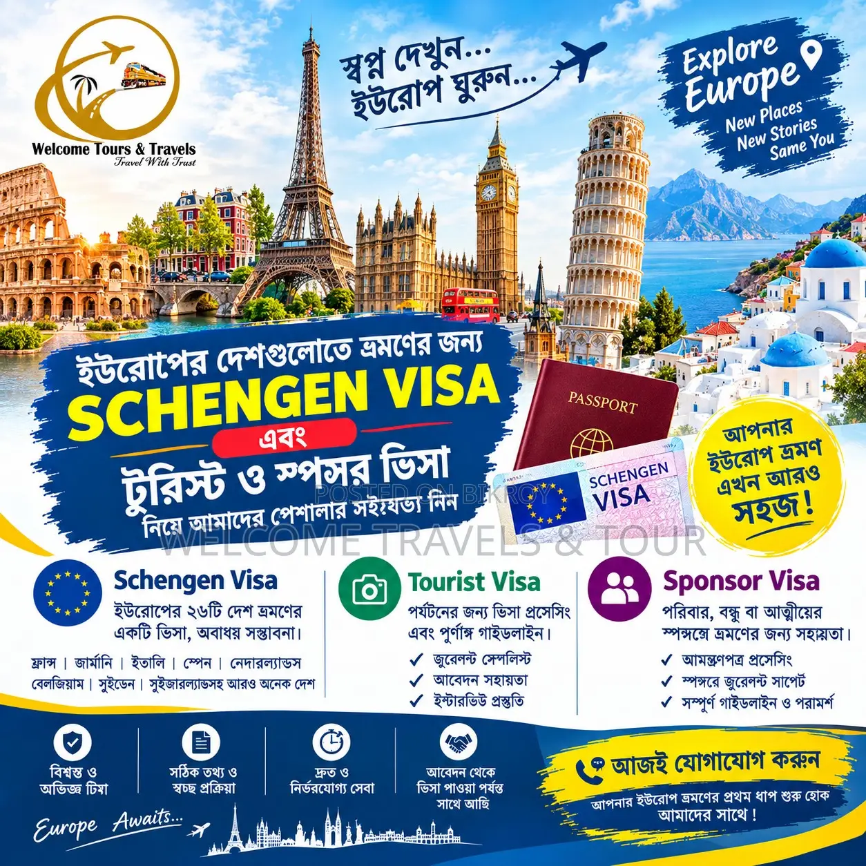 Schengen Visa for traveling to European countries