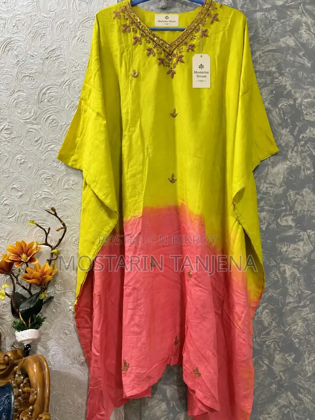 Free Size Kaftan,44 Long,lilne Cotton