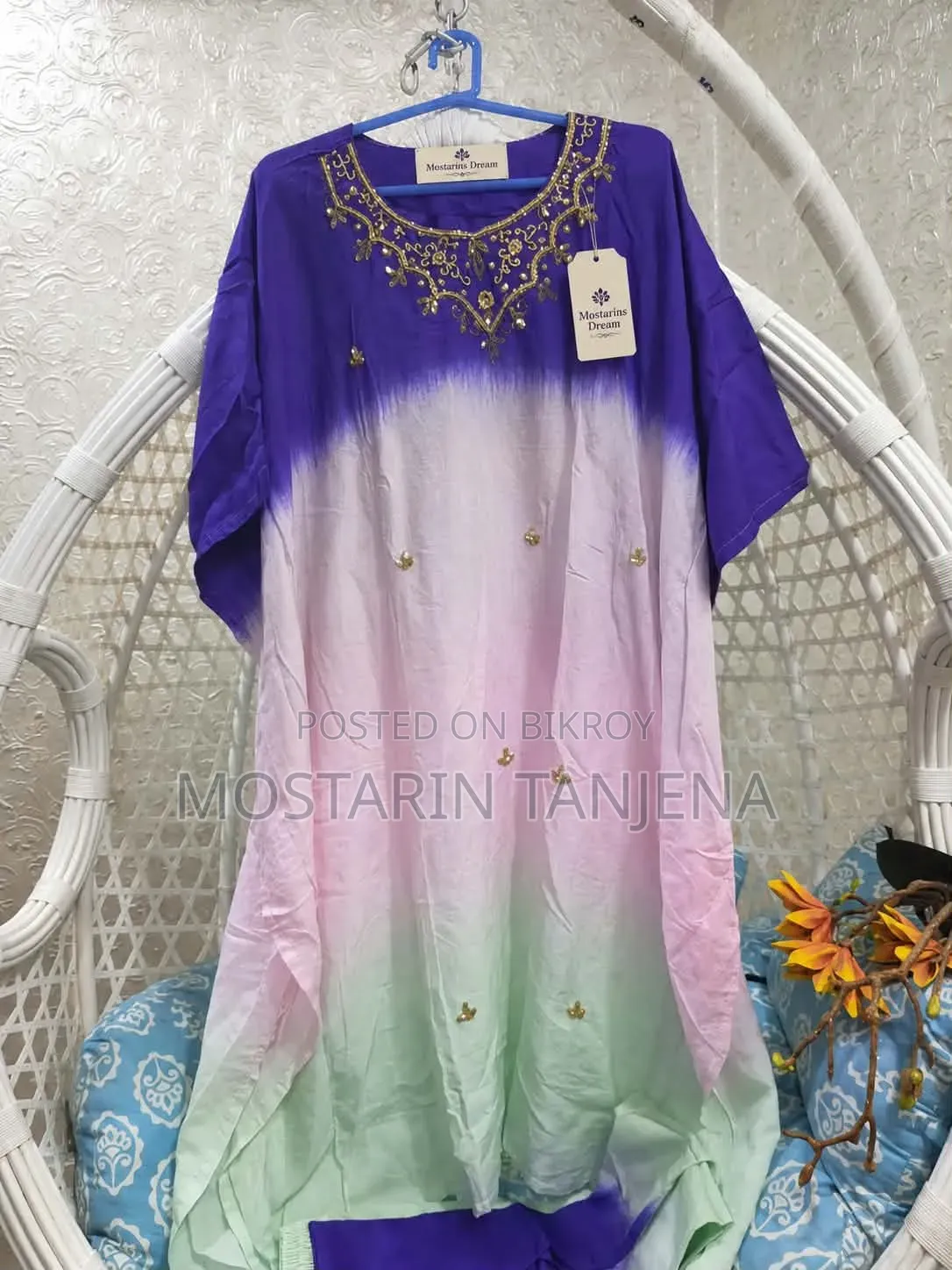 Free Size Kaftan,44 Long,lilne Cotton