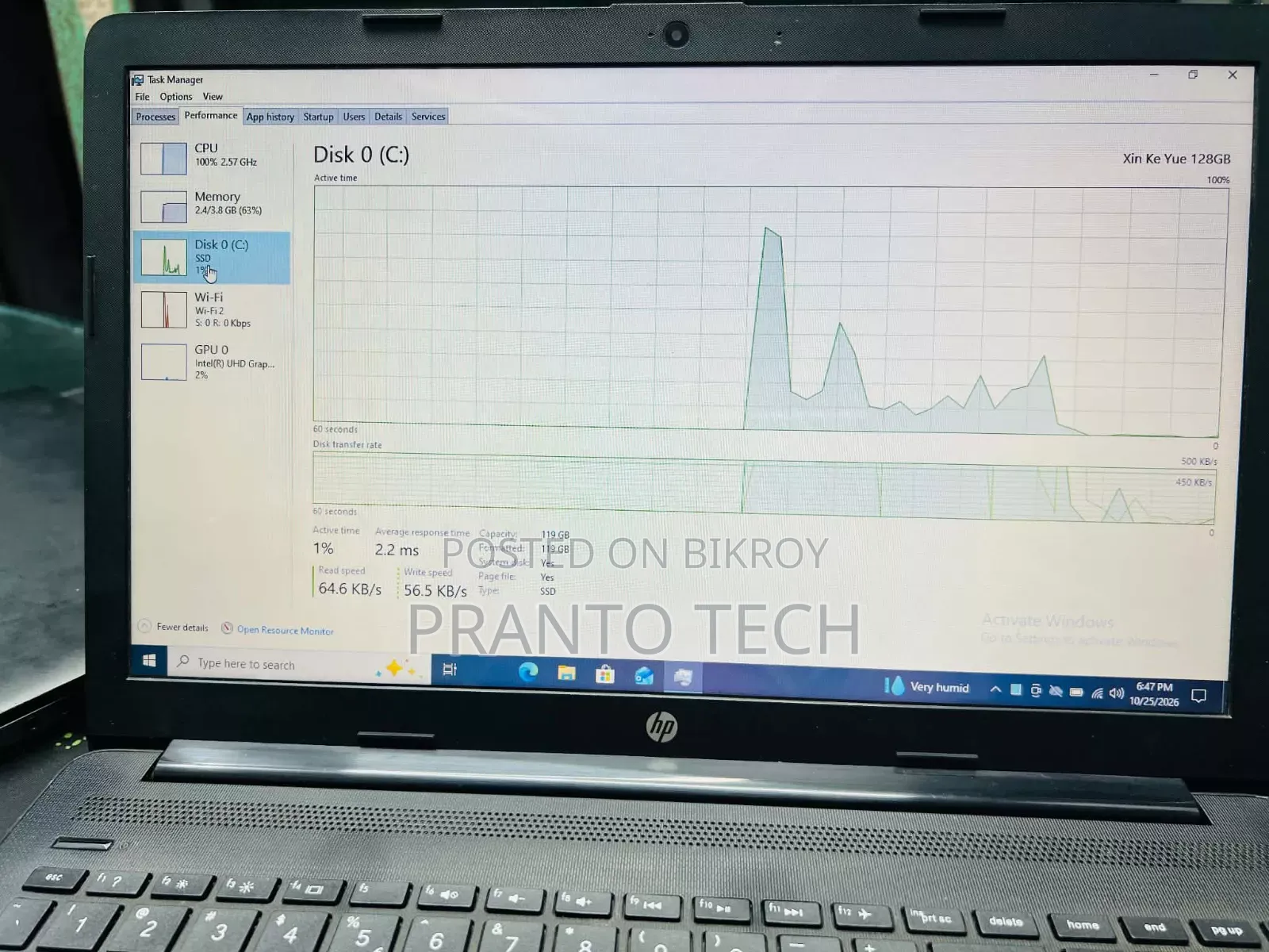 Laptop HP 15S 4GB Intel Celeron SSD 128GB