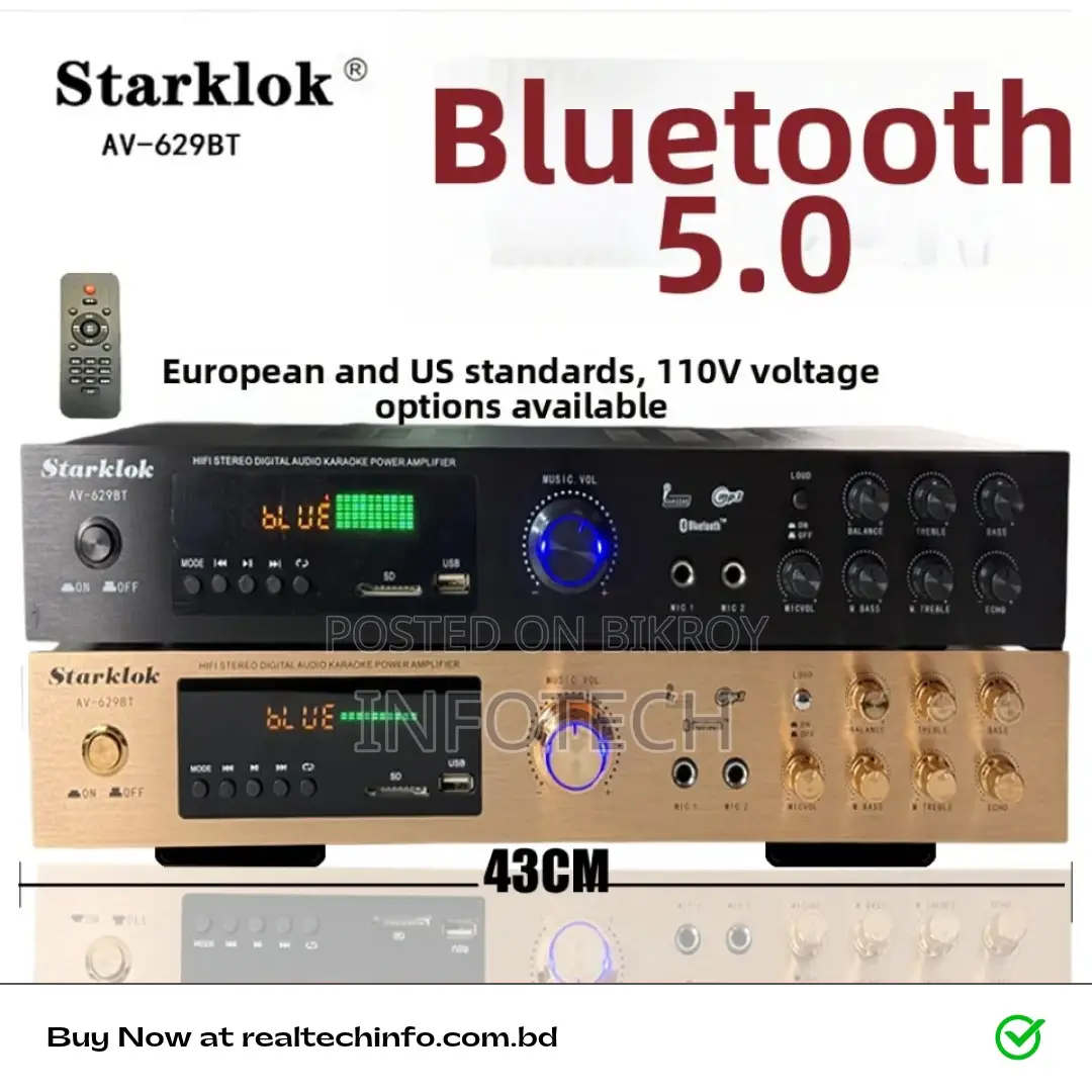 Starklok Av-629bt HiFi Digital Bluetooth 5ch Karaoke Home Theater Amp