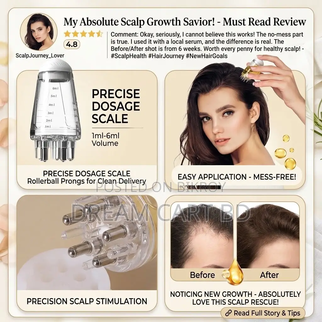 Scalp Oil Applicator Massage Comb 6ml Hair Serum Liquid Massager