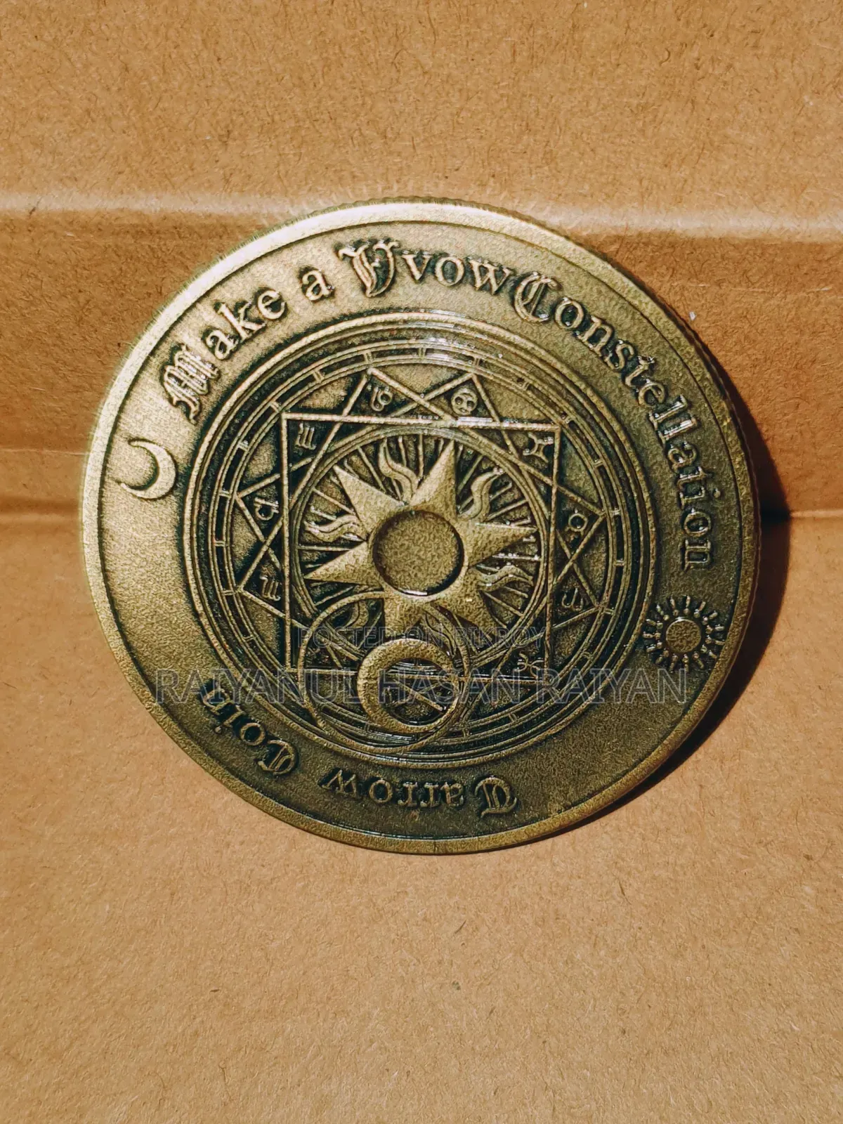 Twelve Constellation Sun Moon Lucky Coin Bronze Gold Plated