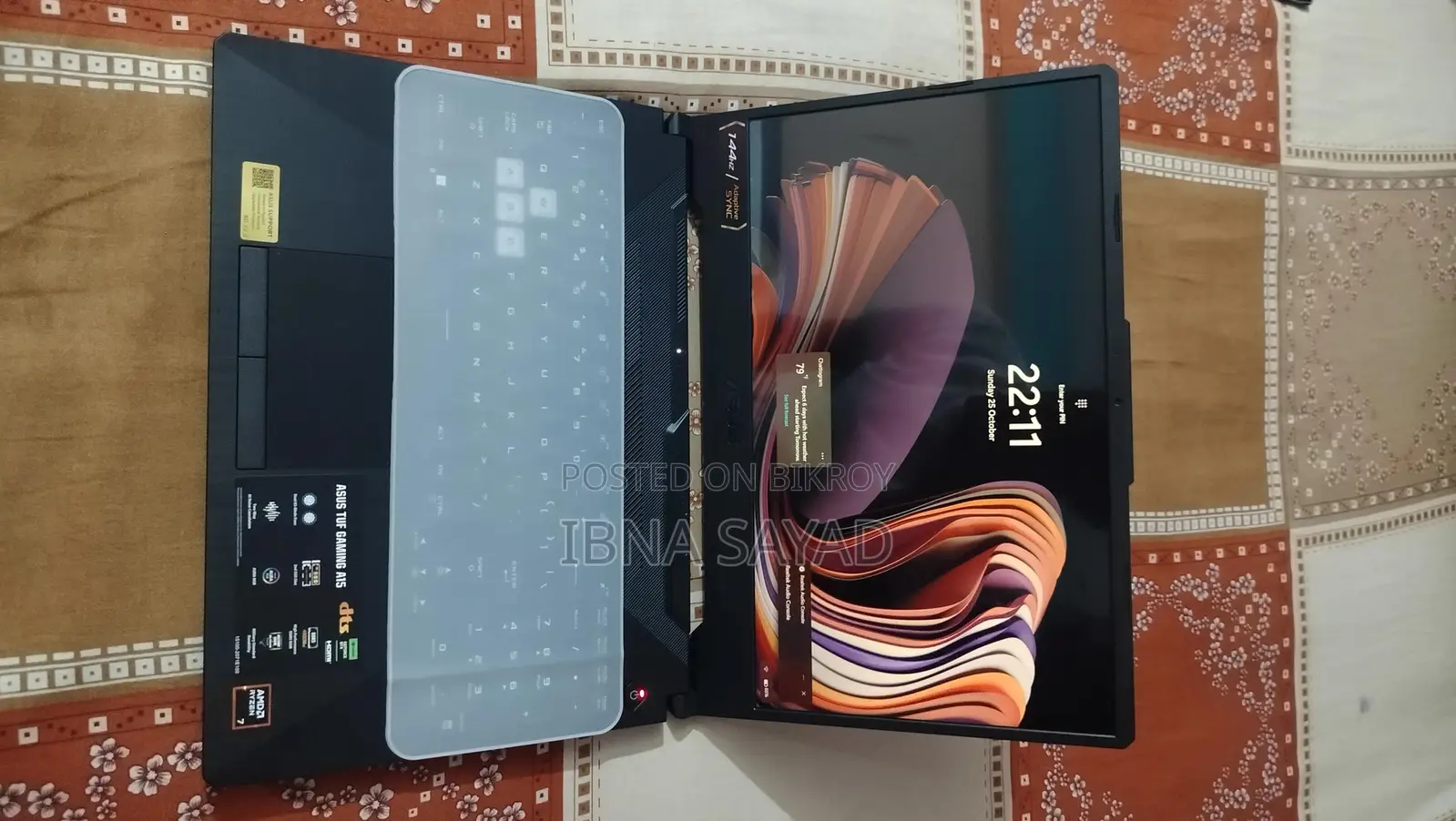 ল্যাপটপ আসুস টিইউএফ গেমিং এ১৫ ১৬ জিবি এএমডি রাইজেন ৭ এসএসডি ৫১২ জিবি