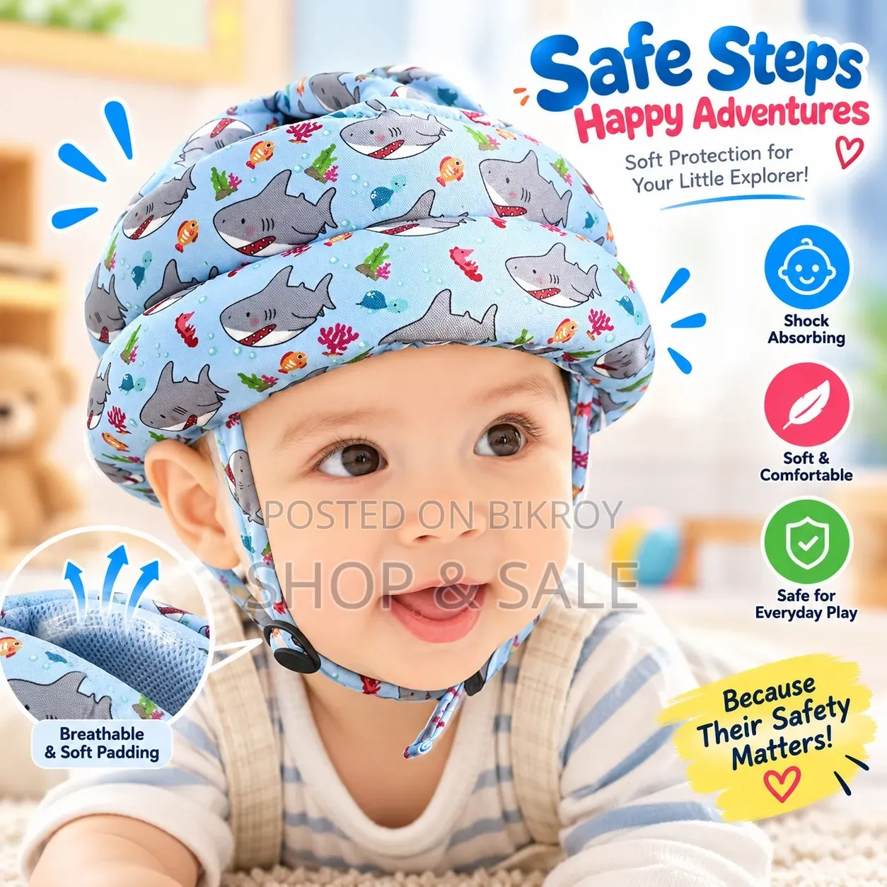 Baby Safety Head Protector Helmet – 360° Anti-Fall Protection Cap