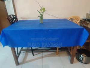Wood Simple Table With 2 Plastic Chairs, 4ft by 2.5ft